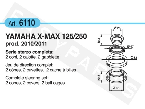Steuerlagersatz BUZZETTI Yamaha X-Max 125-250 2010-2011